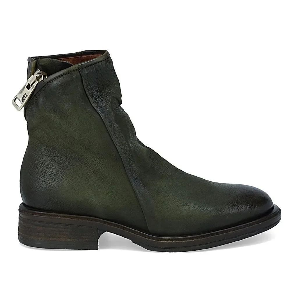 A.S.98 Fleetwood Zipper Leather Ankle Booties Green size 41EU